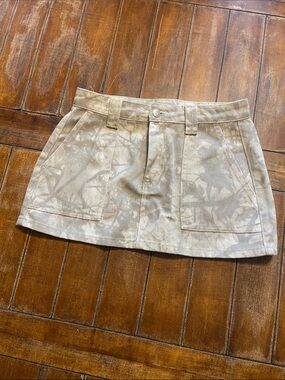 Neutral Tie-Dye Utility Mini Skirt - Beige